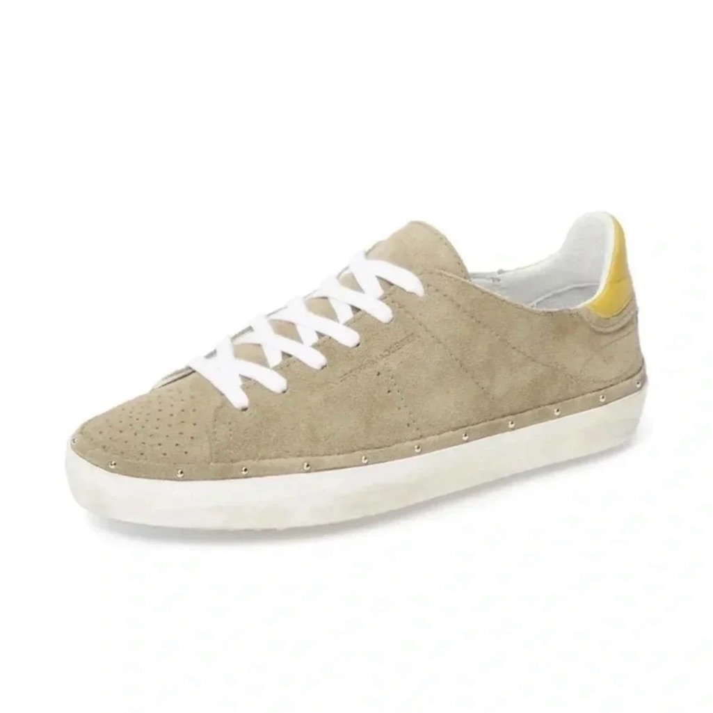 Rebecca Minkoff Michell Shoes Studded Taupe Suede Sneakers Sz 8